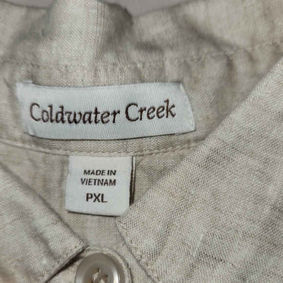 COLDWATER CREEK 100% LINEN WOMENS CAMP SHIRT, Sunwashed color, PXL - Picture 5 of 7